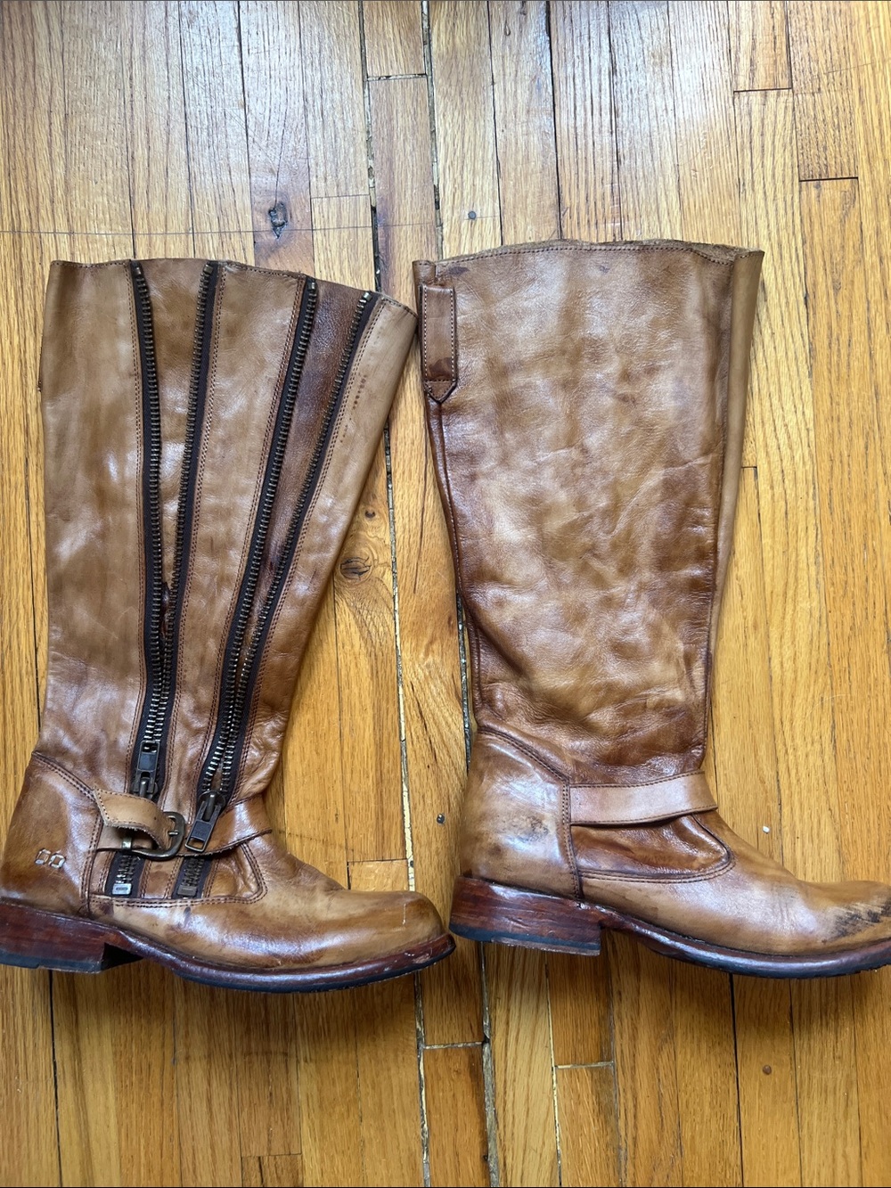 Classic Tall Leather Riding Boots - Tan
